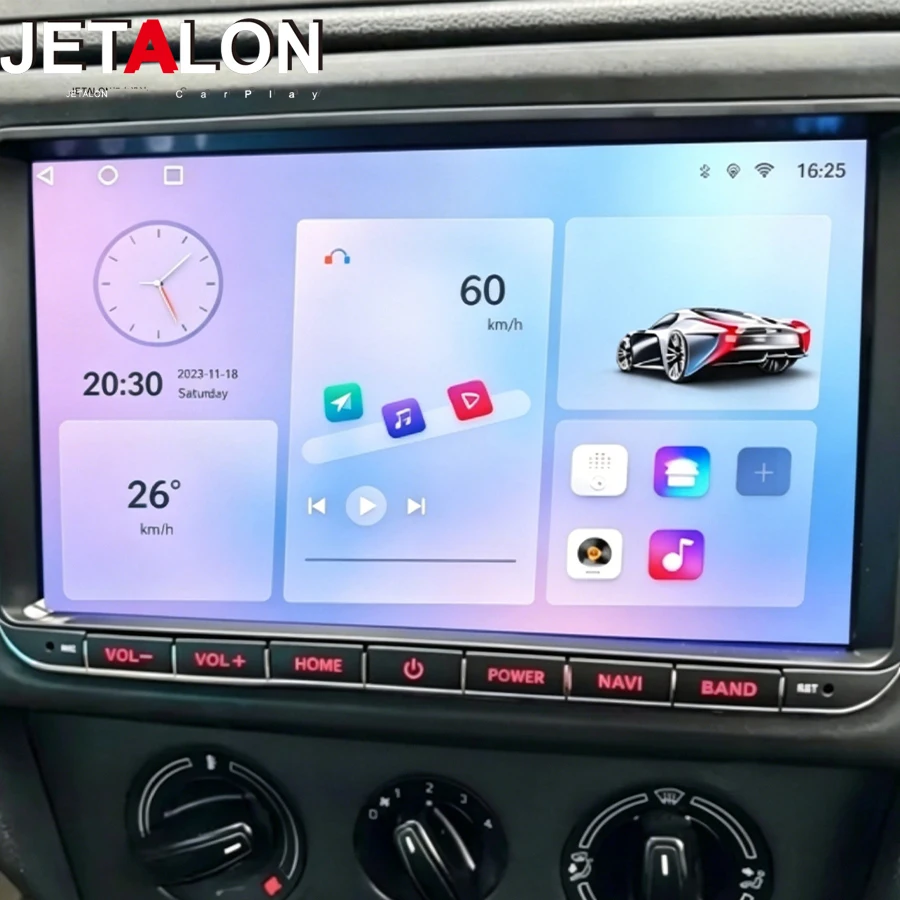 Rádio Multimídia Automotivo Android 15 CarPlay AUTO de 9 polegadas para VW Volkswagen Passat Golf Polo Sharan Tiguan Jetta Touran