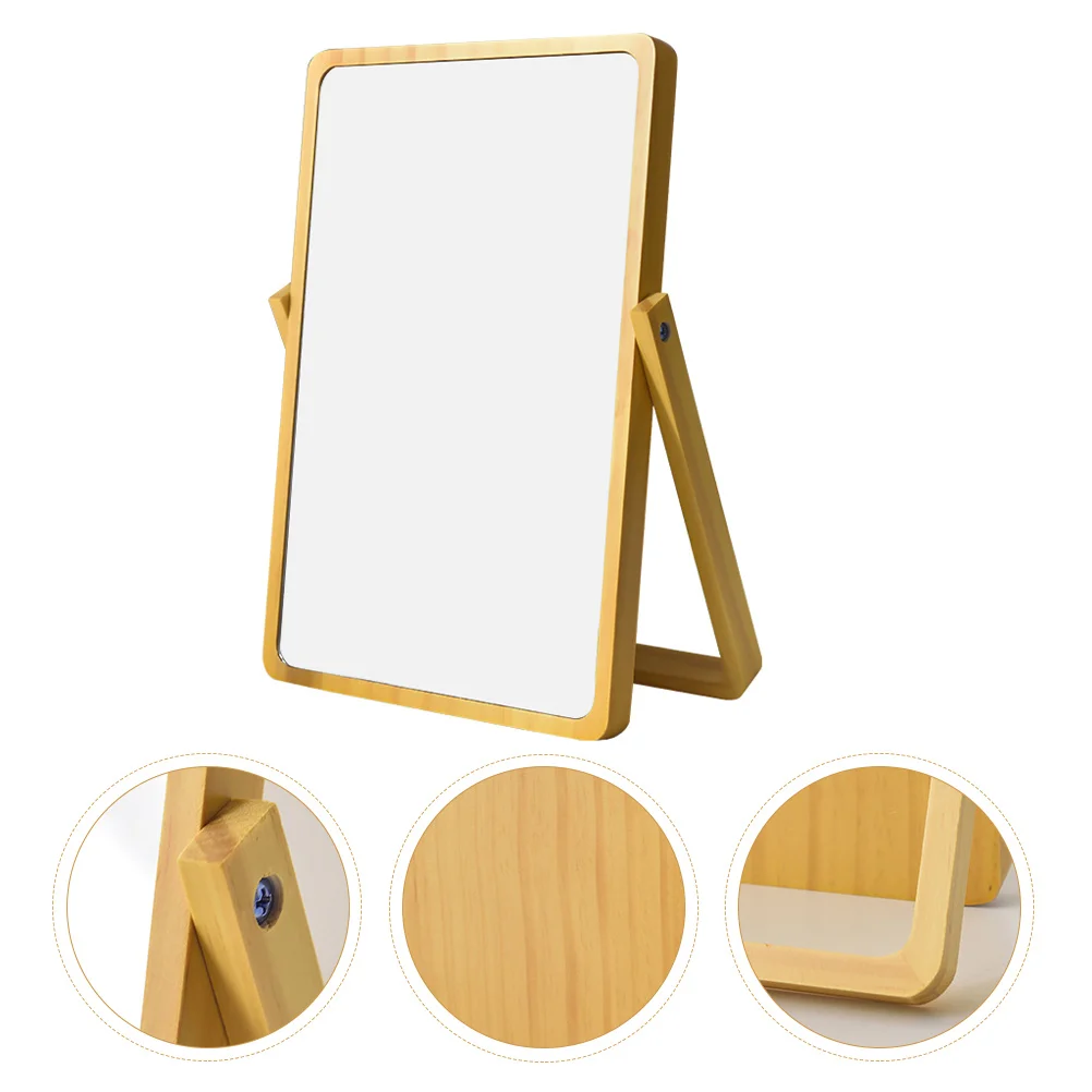 

Desktop Mirror Portable Makeup Decor Vanity Decorate Supply Silver - Wood Cosmetics Practical