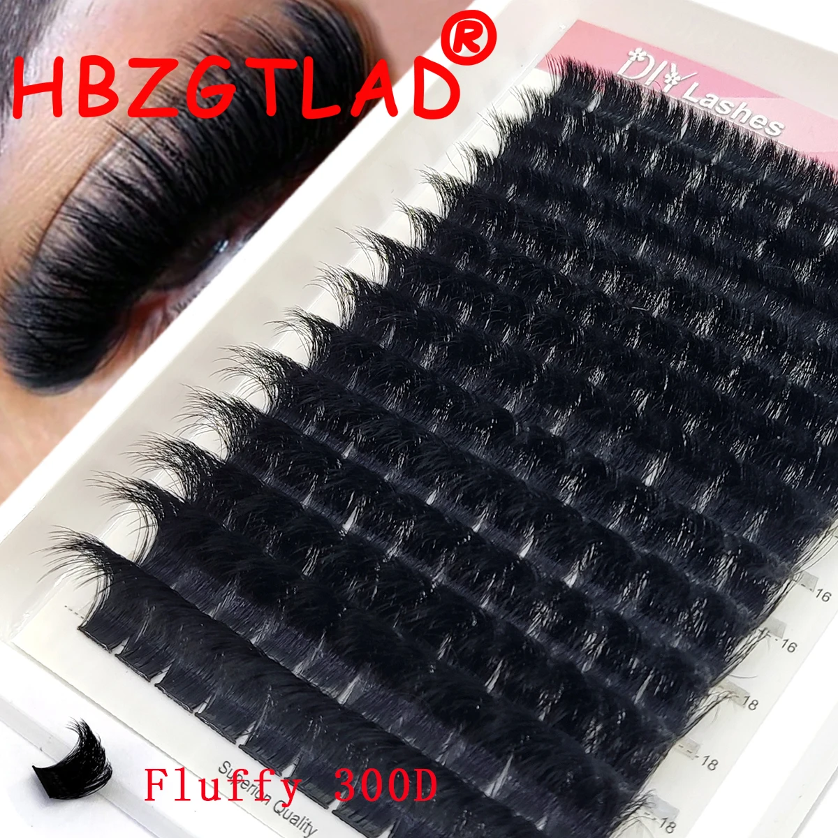 HBZGTLAD 8D Luxuriöse Flauschige DIY 80D-300D Wimpernbüschel 10-20mm Gemischte Länge Wimpernverlängerung 0,07mm Russische D-Curl Dicke – Detail 14