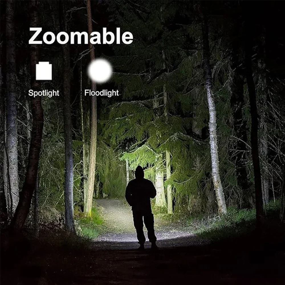 Torcia LED ad alta potenza Xiaomi 5 modalità Torcia da campeggio in alluminio zoomabile Impermeabile Uso 3 batterie AAA per attività all'aperto ﻿