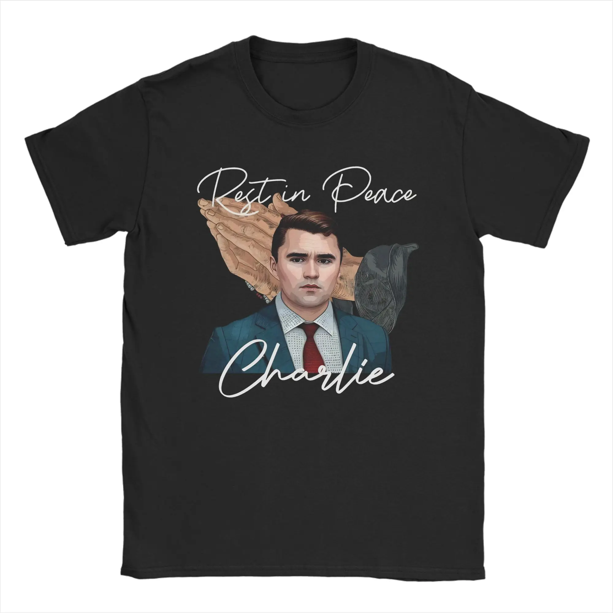 

Funny Rest In Peace Charlie Kirk T-Shirt for Men O Neck 100% Cotton T Shirts Short Sleeve Tees Plus Size Tops
