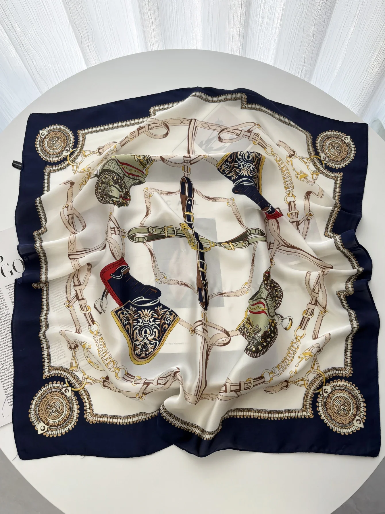 Geometric Print Shawl Square Scarf for Women Satin High Quality Neckerchief Female Hair Bands Ribbon Headband Bandana image 2