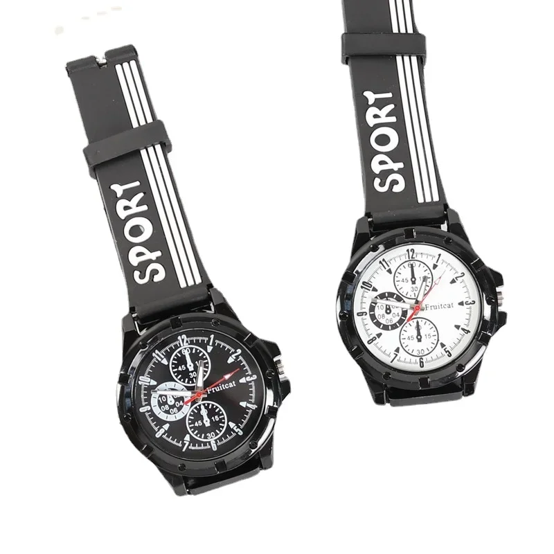 Reloj deportivo Unisex, cronógrafo de cuarzo con correa de silicona a rayas para hombre, mujer, niño y niña