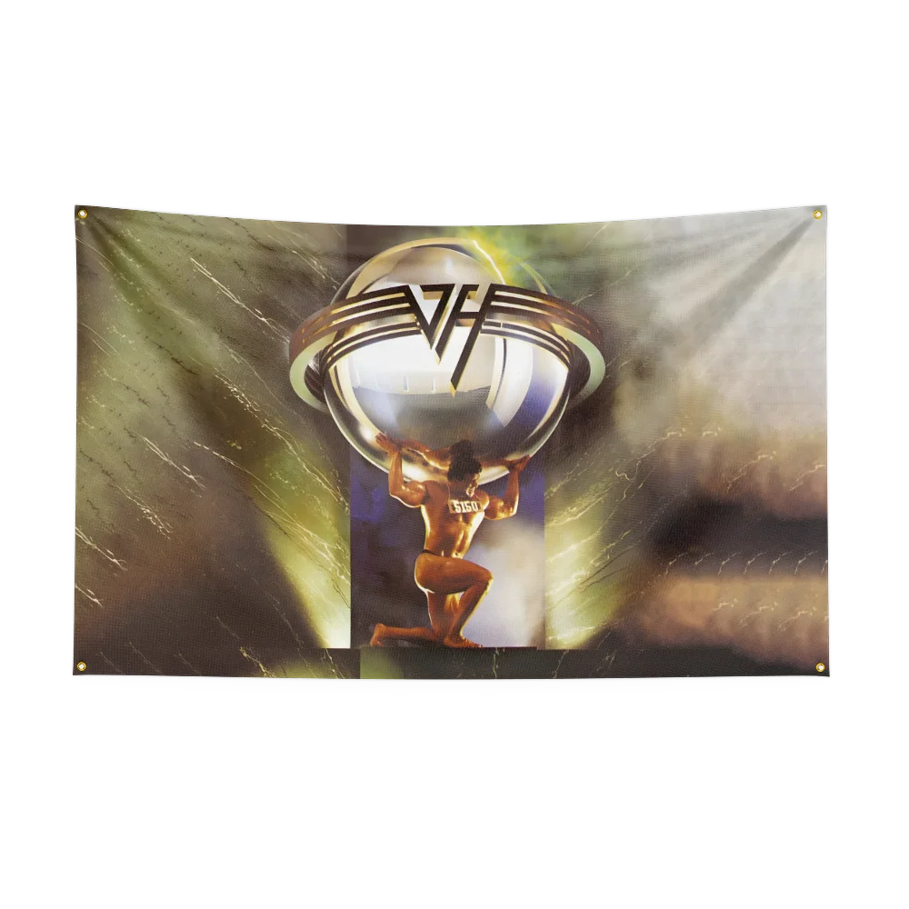 3x5 Ft Van-halens-Rock Band Flag Polyester Digital Printing Banner for Garage Wall Art Out Door Decoration With Brass Grommets