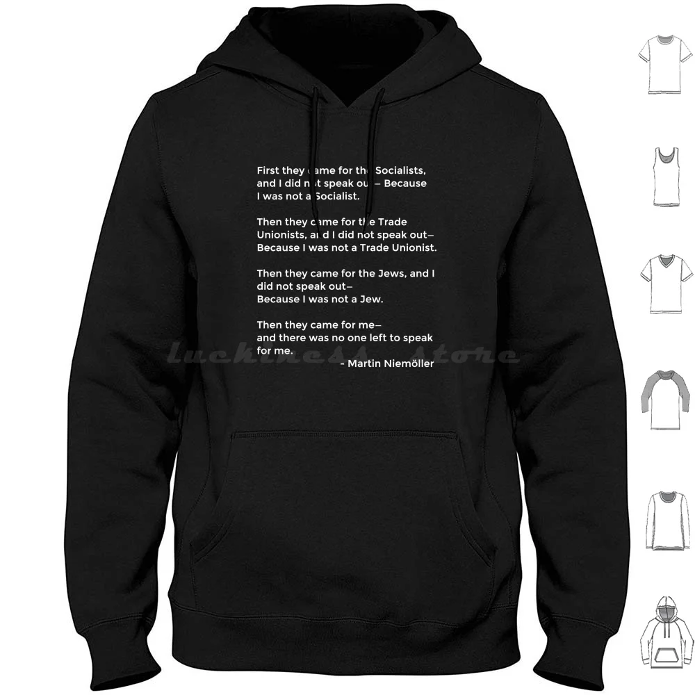 Niemoller-Sudadera con capucha de manga larga, prenda de algodón, no habla, primero, vino en la Segunda Guerra Mundial