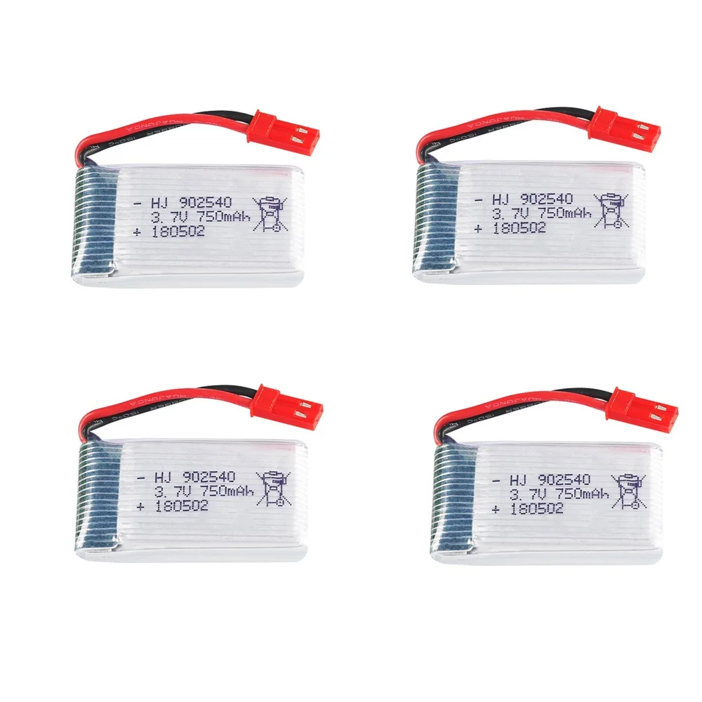 5PCS/lot 3.7v 750mah Lipo Battery for MJX X400 X800 X300C X500 X200 RC Quadcopter Drone 3.7 V 25C JST Plug toy parts batteries