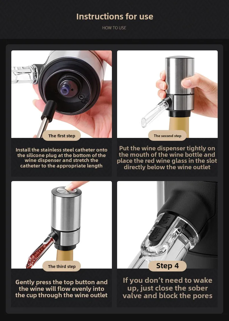 Decanter elettronico, distributore di vino veloce elettrico per vino rosso, distributore di vino versatore creativo europeo domestico all'ingrosso