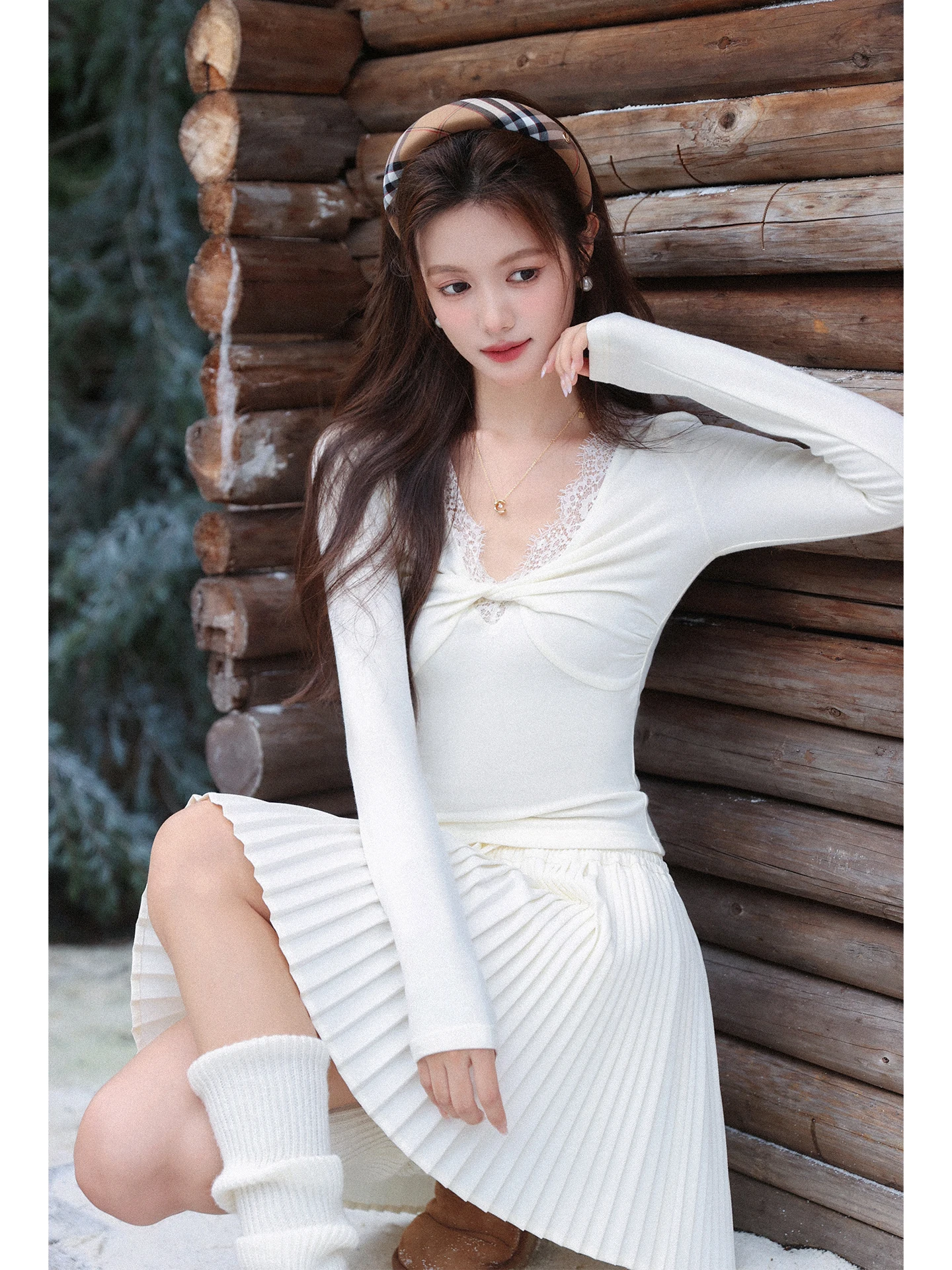 

Мягкий уютный трикотаж с кружевной отделкой и V-образным вырезом, женская внутренняя одежда, дизайн для похудения, зимний повседневный вязаный топ Faion для поездок на работу