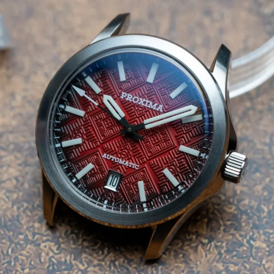 Proxima Men Automatic Watch 39mm Mechanical Wristwatch 10Bar Waterproof BGW-9 Luminous Bubble Sapphire Mirror NH35 Grid Dial - Image 6