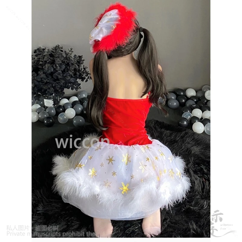 2024 Christmas Costumes Sexy Dress Nightclub Skirt Lingerie Transparent Underwear Lolita Red Suit Women Headband Girl Customized