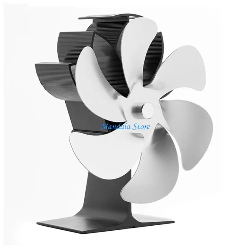 U2JC 6 شفرات موقد الموقد المنزلي مروحة تعمل بالطاقة الحرارية لسجل الخشب فائقة الهدوء لحرق الخشب الحقيقي مروحة الموقد الخشب