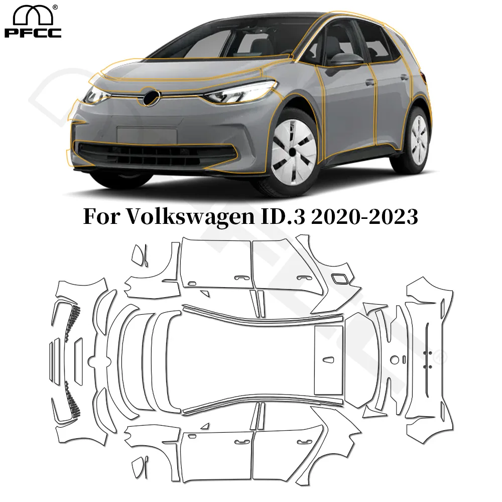 

For Volkswagen ID.3 2020-2023 TPU Paint Protection Film Pre-cut PPF Clear Bra Car Body Anti-scratch Resistant Invisible Cover