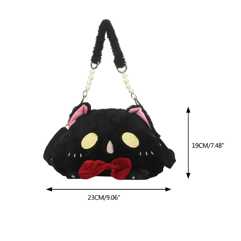 JK Cartoon Plush Crossbody Bag para meninas e mulheres, Soft Cat Shoulder Bag, Funny Doll Messenger Bags, Ladies Handbag