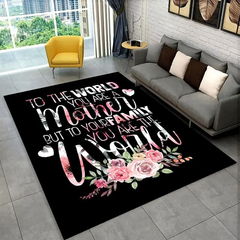 Gift Thanks To My Mom Mother Letter Present Large Area Rug Non-slip Carpet for Bedroom Living Room Sofa Home Decor Floor Mat
