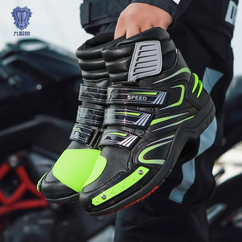 

Motorcycle Boots Men Motocross Shoes Rubber Outsole High Levels Cushioning And Breathability For Sport Riding Training Racing