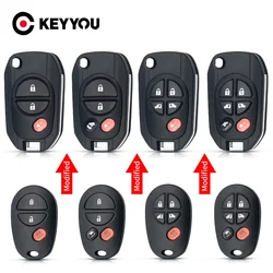 KEYYOU 3 Buttons Modified Flip Folding Remote Car Key Shell Fob TOY43 Case for Toyota Tacoma Tundra Sienna Sequoia Highlander