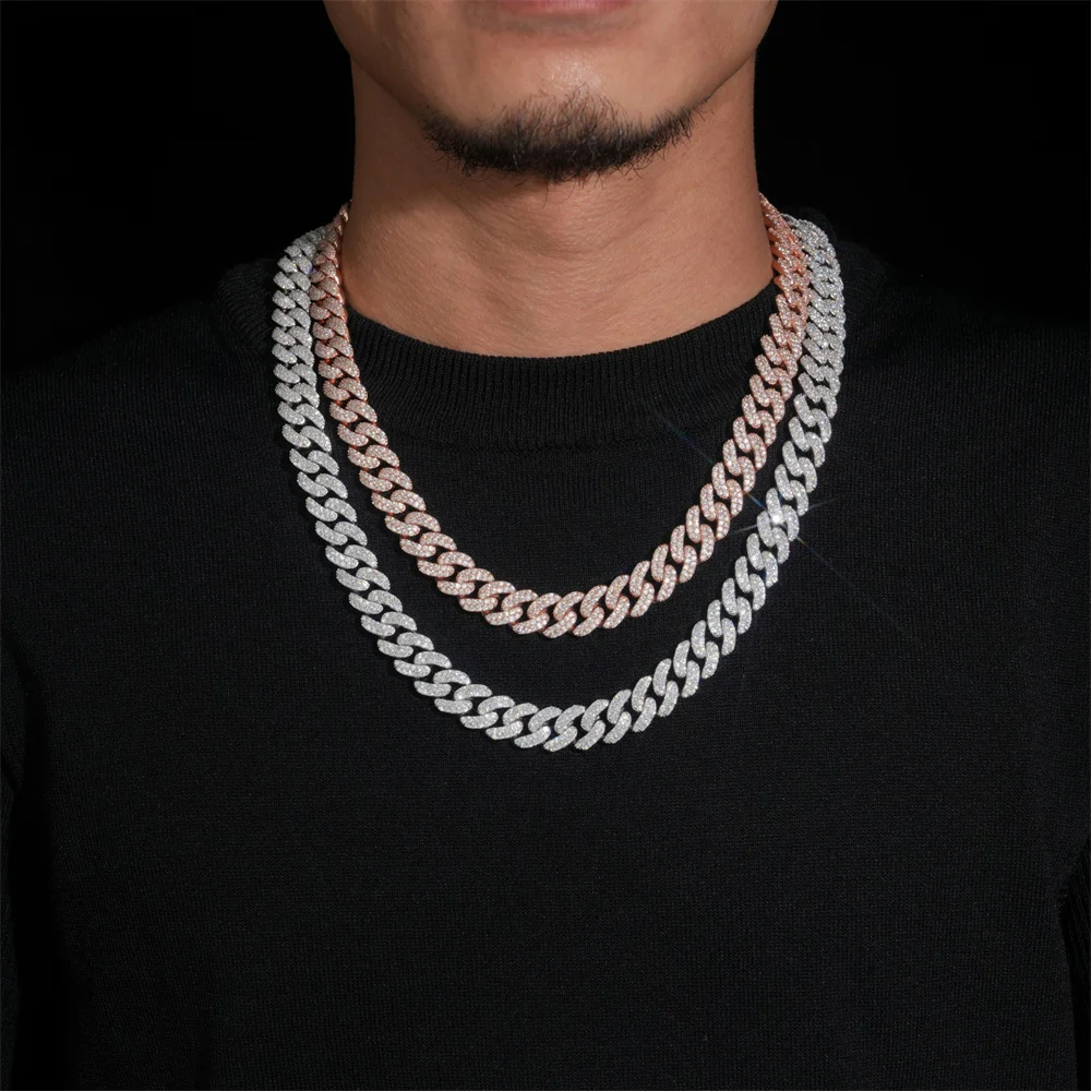 13mm Icedminer Bubble Moissanite Cuban Link Chain Iced Out Necklaces For Men S925 Silver Choker Pass Tester Hip Hop Jewelry view 4