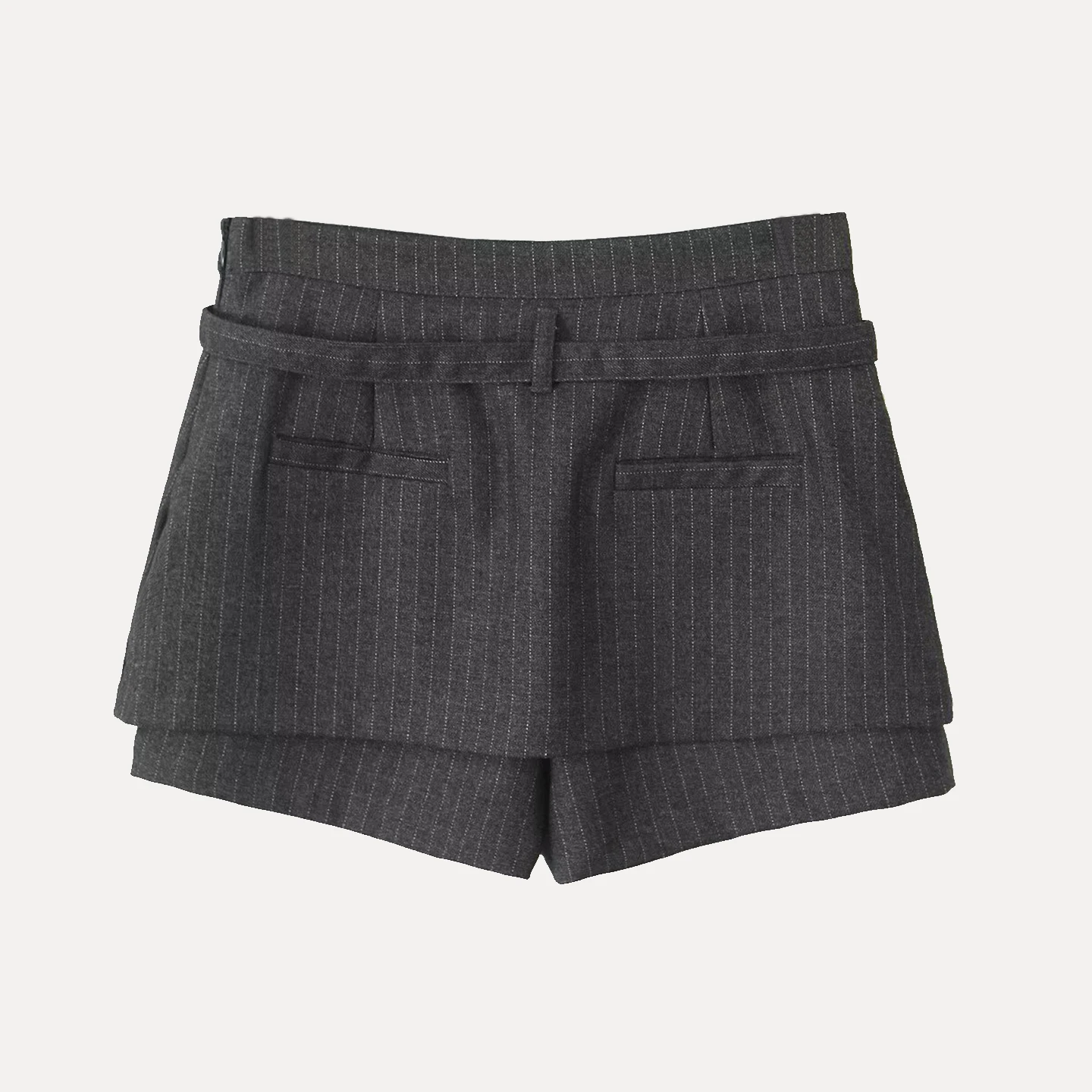 Faionable Casual Autumn 2025 Women's Stripe Skirt Pants Thin Woolen Material Apperance Two-Piece Set ort Pants Design