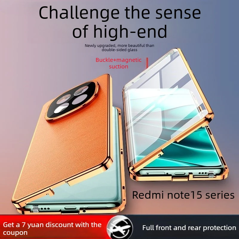 Etui POCO M8 Pro, luksusowe, skórzane, 360 stopni °   Pełne etui ochronne na telefon Redmi Note 15 Pro Plus HD, odporne na wstrząsy, z bumperem, Funda