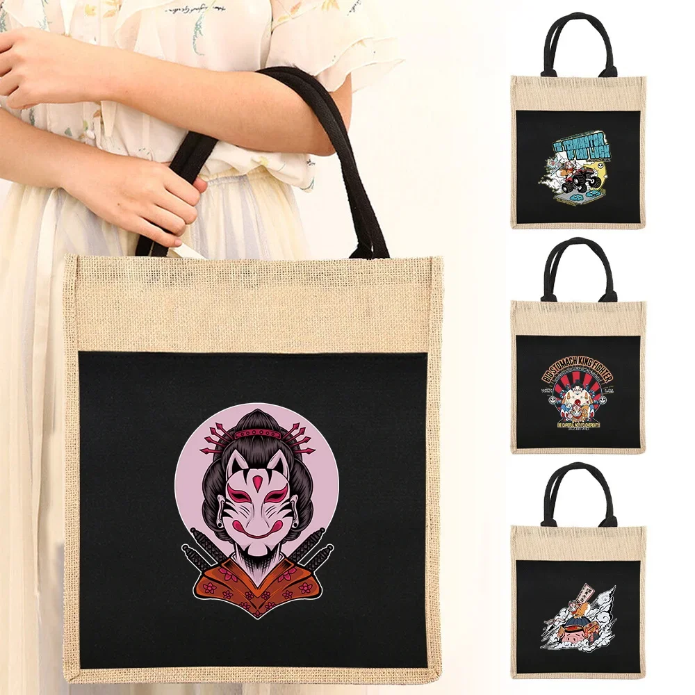 

Carry Bag Shoulder Tote Bag Women's Reusable Shopping Bags Women's Linen Tote Bag Mask Series for Grocery Shopping Tote