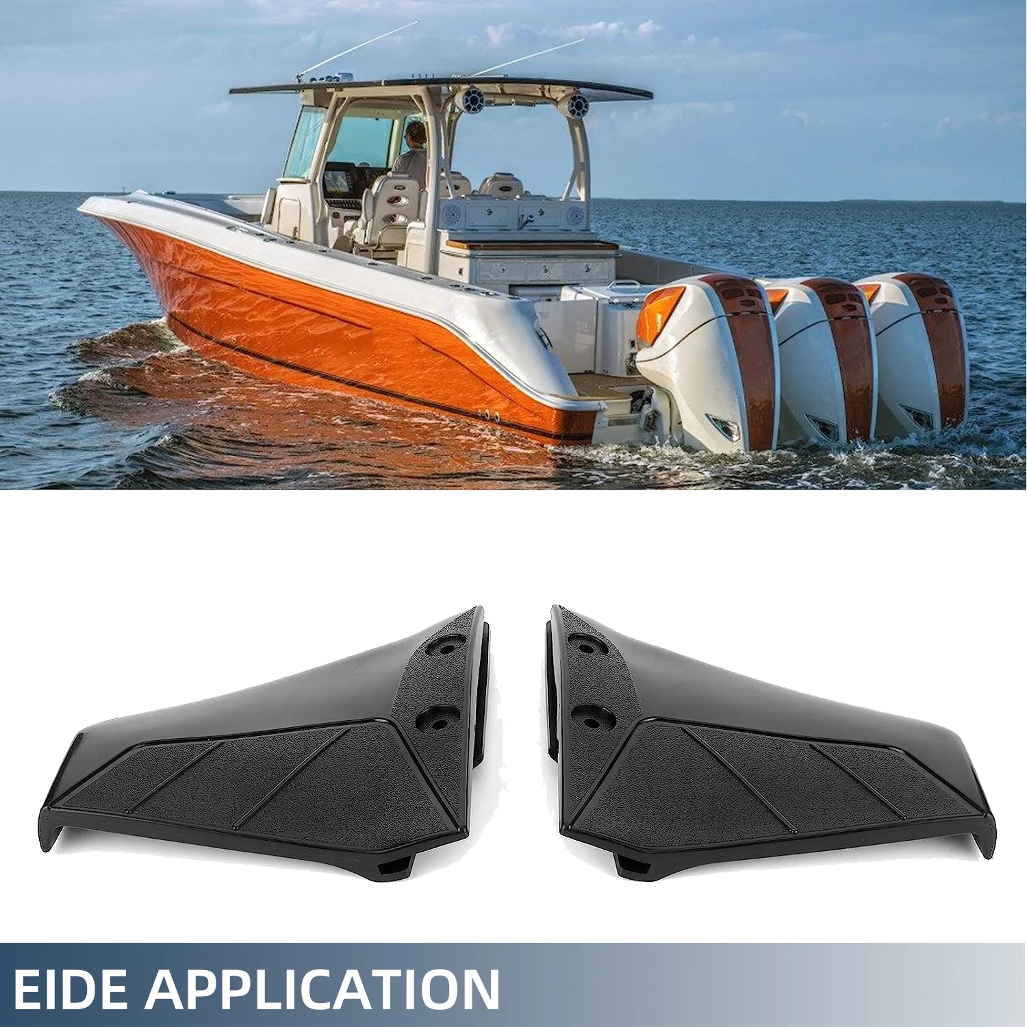 Hydrofoil Stabilizer Black Dual Fin Outboards ABS Plastic WINGS with Bolt for 4-50 HP Yachat Wave Board Hydro-Stabilizer Molded