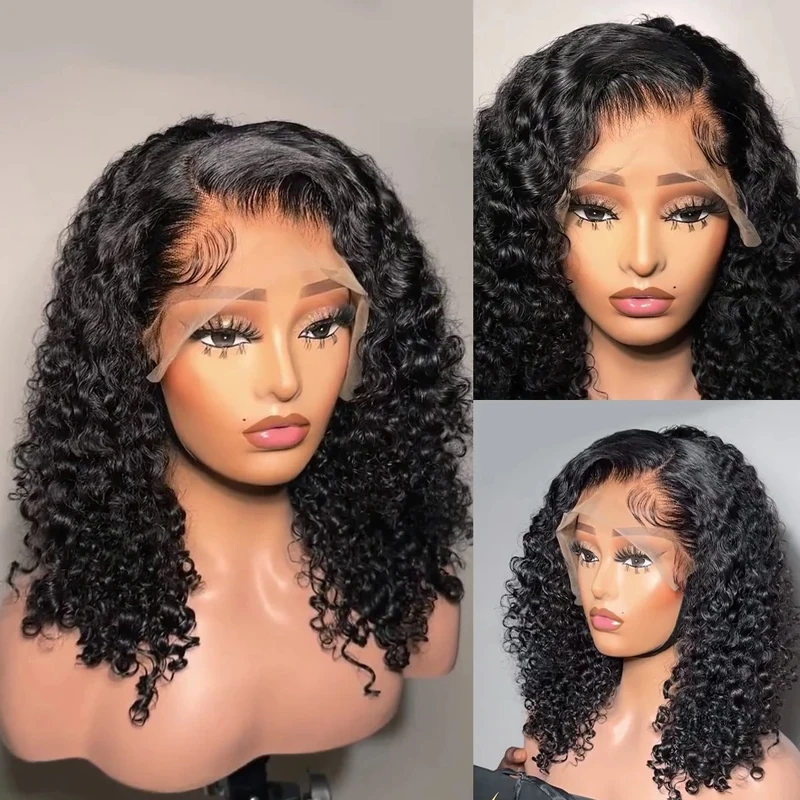 Curly Lace Front Wig 13x4 Transparent Lace Wig For Women 4x4 Closure Wig Short Bob Human Hair Wig 8-16inch 100% human hair wigs