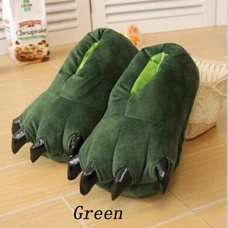 Women Kids Parent-child Home House Slipper Shoes Room Cotton Shoes Winter Soft Warm Monster Dinosaur Paw Funny Slippers for Men