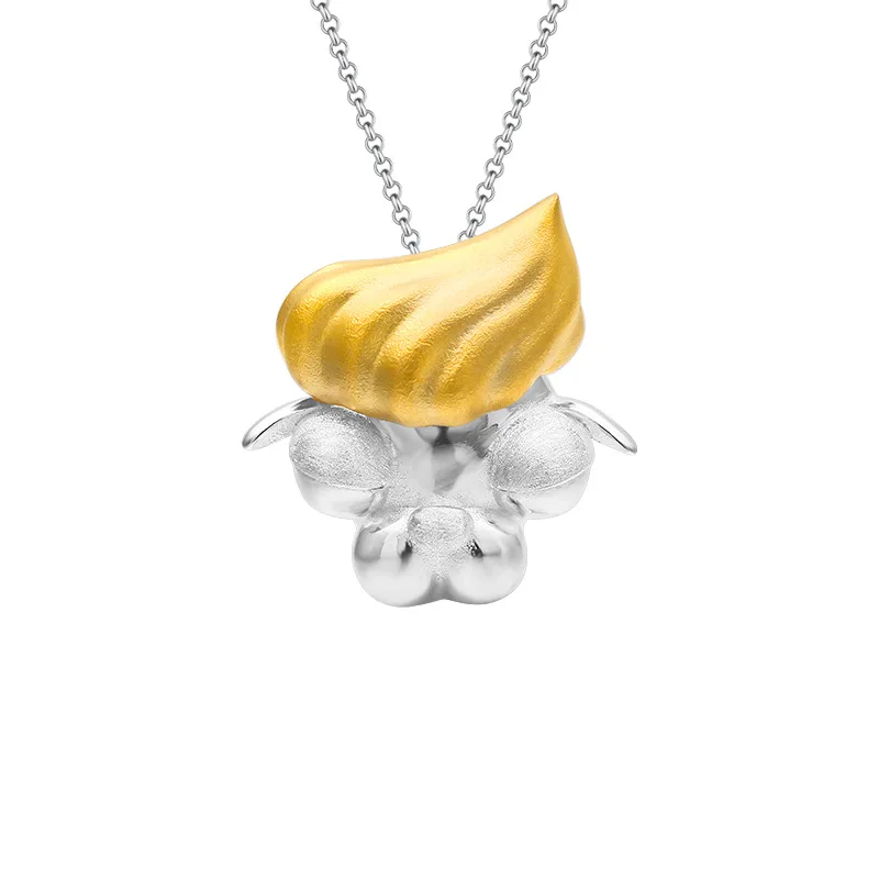 Miracle Sterling Silver 925 Prairie Kammat Pendant Silly Funny Alpaca Exaggerated Tony Hairstyle Necklace