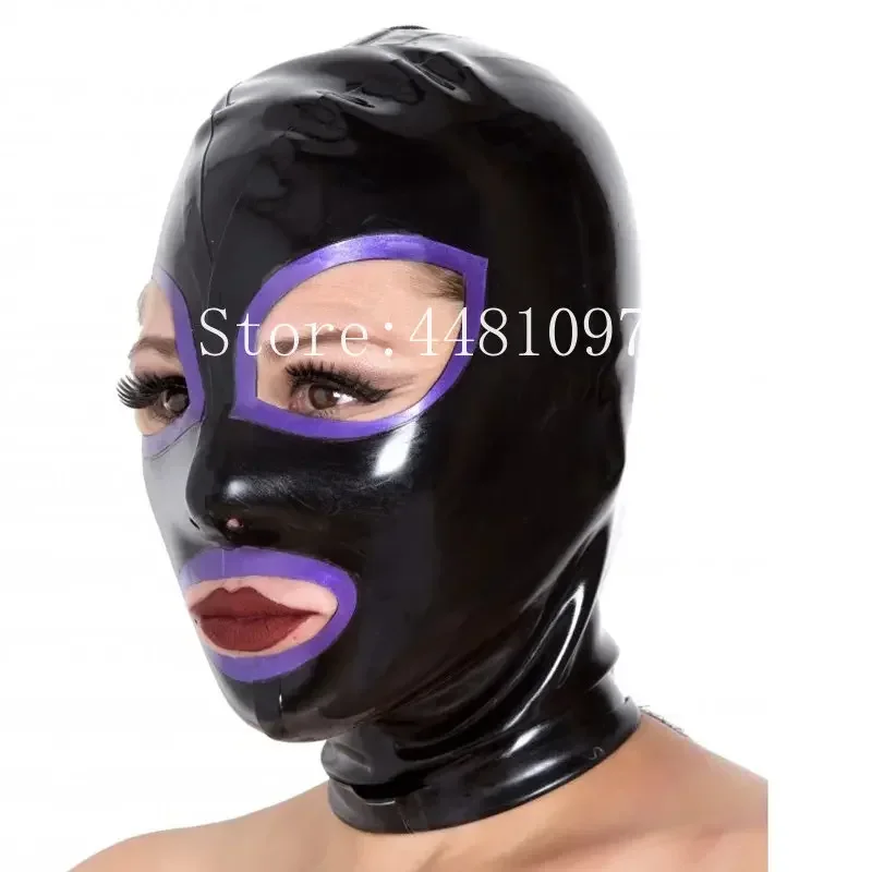 

Latex Hood Open Unique Eyes and Mouth Rubber Mask Headgear for Catsuit Club Wear Cosplay Costume