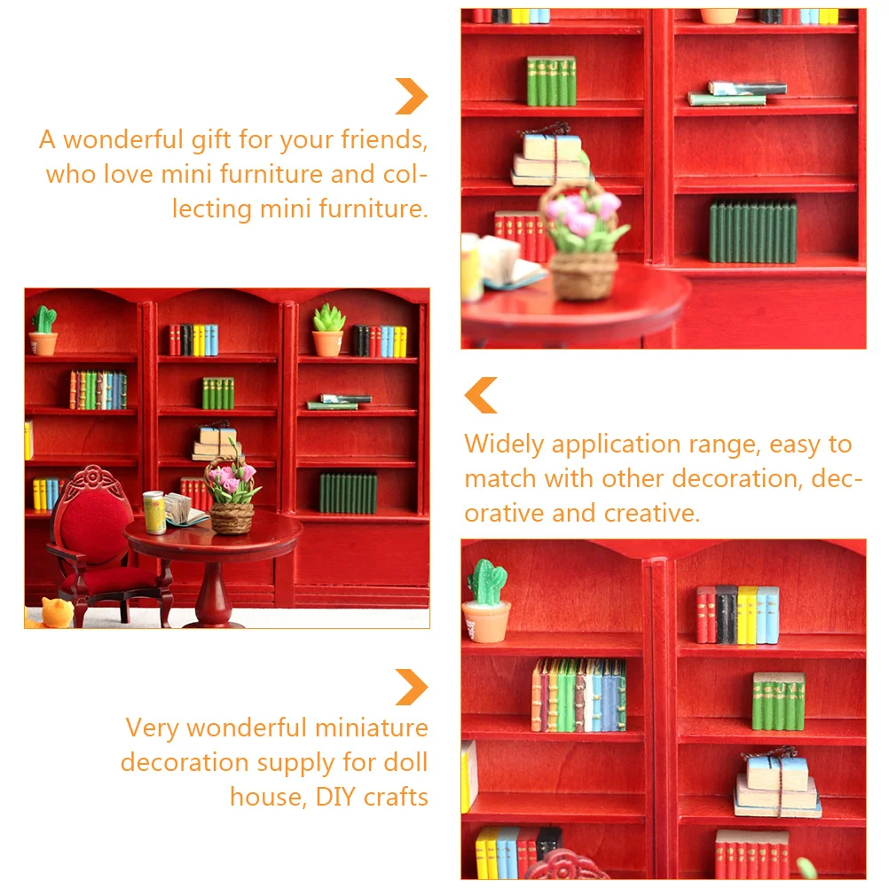 

Тройной книжный шкаф, витрина для дома, 1 шт., мебельный аксессуар «сделай сам», мини-пейзажное украшение, мини-мебельный аксессуар