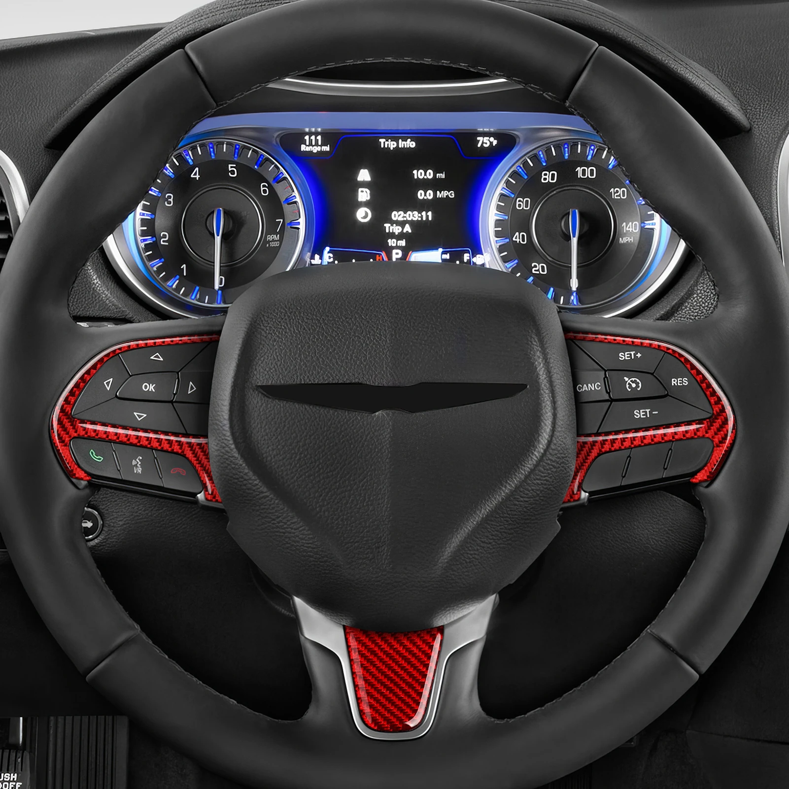 Car Steering Wheel Panel Trim Carbon Fiber Interior Sticker For Chrysler 200/ 300(2015- ) Pacifica (2017- ) Voyager (2020- ) view 6