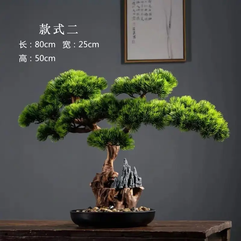Simulation Welcome Pine Bonsai Ornaments Living Room Green Planting Desk  Landscape Tree Four Seasons Desktop Landscaping - AliExpress 15