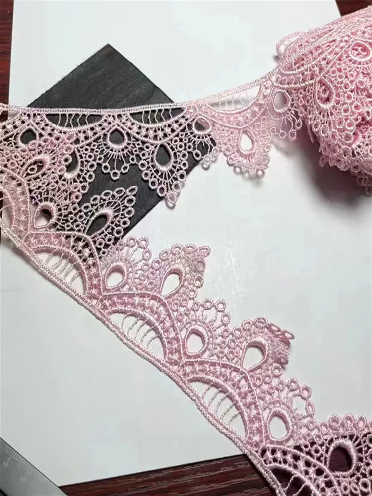 15Yards 6cm Width Shiny Pink Hollow Flower Venise Diy Venice Lace Clothing Accessories Of Various Garment,Bra.Skirt