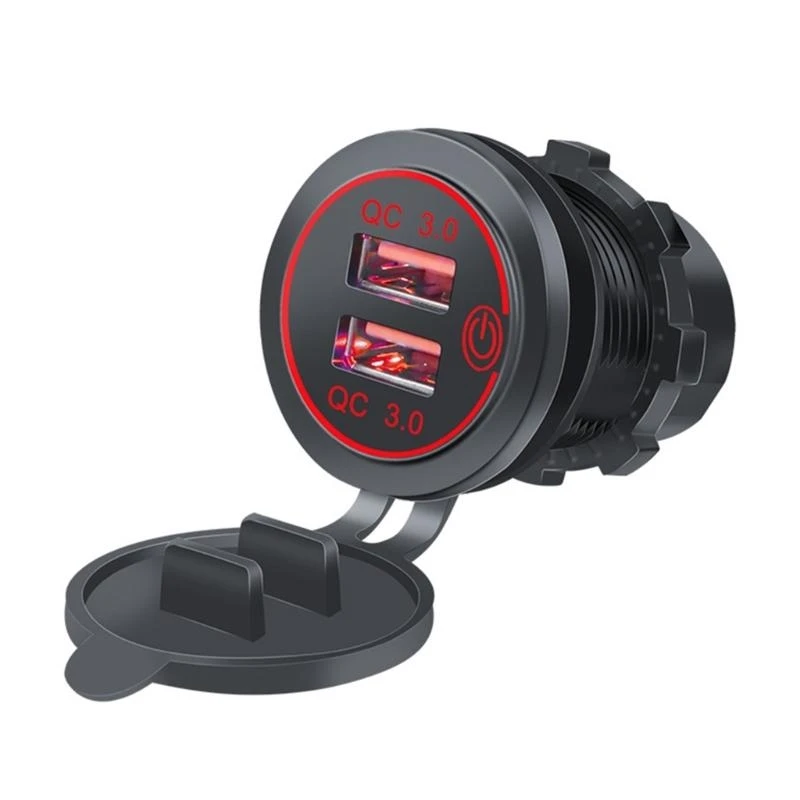 Double USB Car Chargers 36W Fast Charging Adapter with Easy to Use Switches ABS Car Charges for 12V-24V Vehicles