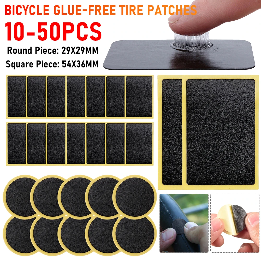 10PCS/SET Bike Glue-free Tire Patches Quick Repairing Tyre Patch Motorcycle Bike Tire Repair Tools Portable Bicycle Accessories