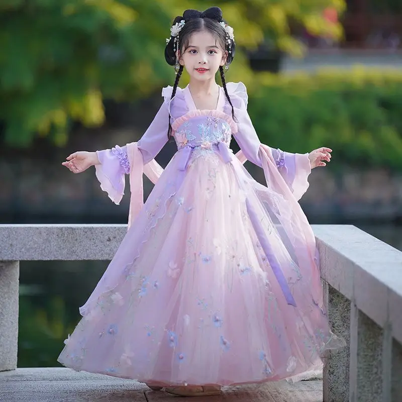 Hanfu Meisjes Kleding Mid- Festival Kinderen Fee Oude Meisje Jurk Chinese Stijl Tang Pak Lente En Herfst