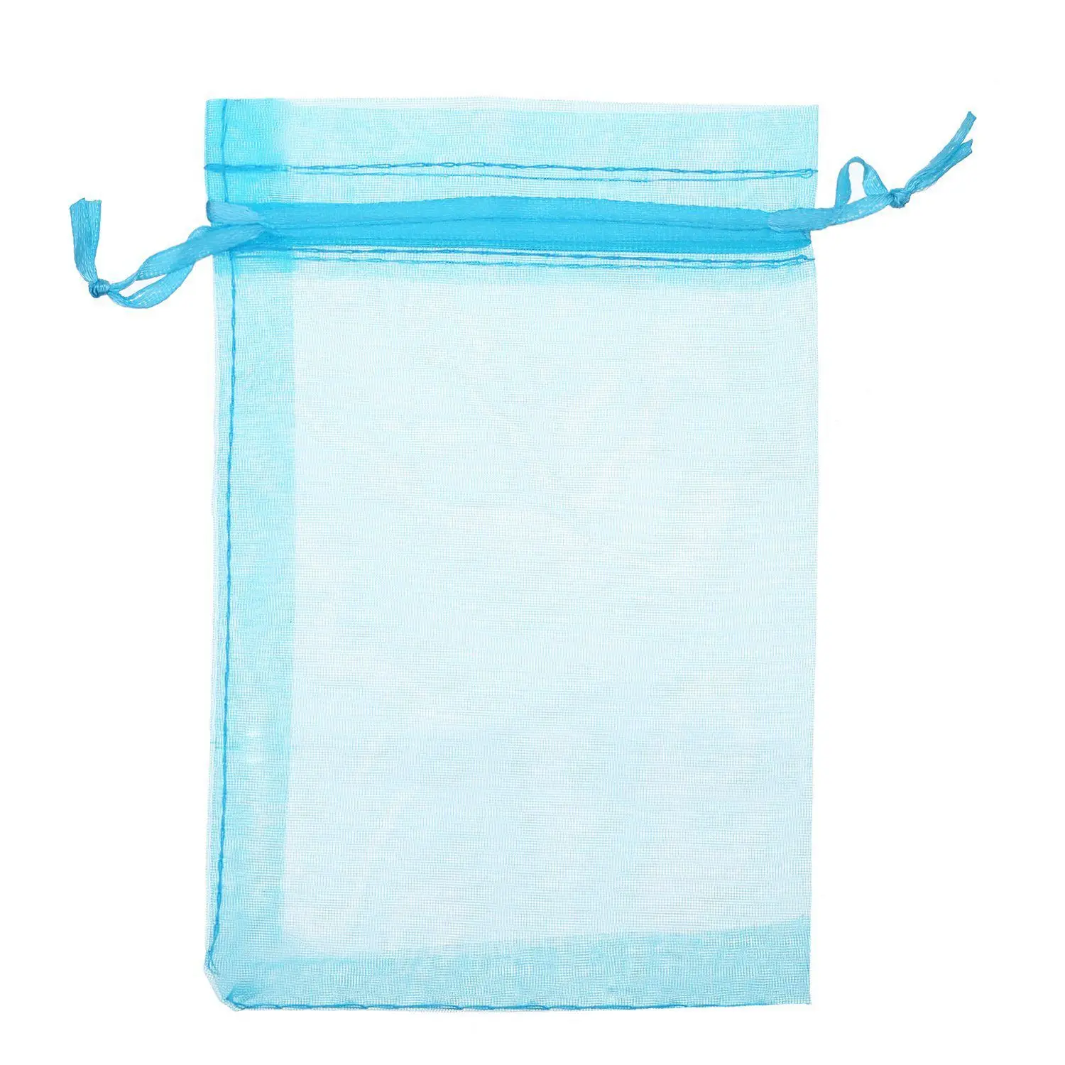 50 Pieces 4 by 6 Inch Organza Gift Bags Drawstring Jewelry Pouches Wedding Party Favor Bags (Aqua Blue)