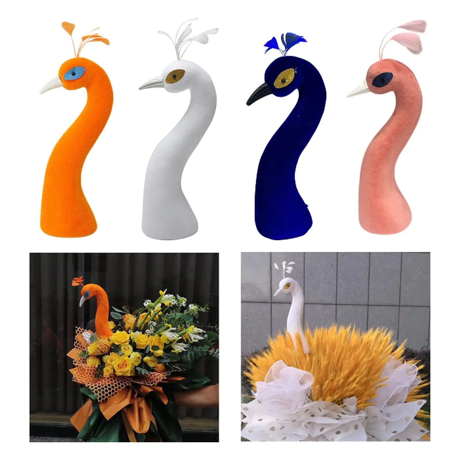 Floral Arrangement Decor Peacock Mannequin Head Statue Party Favors