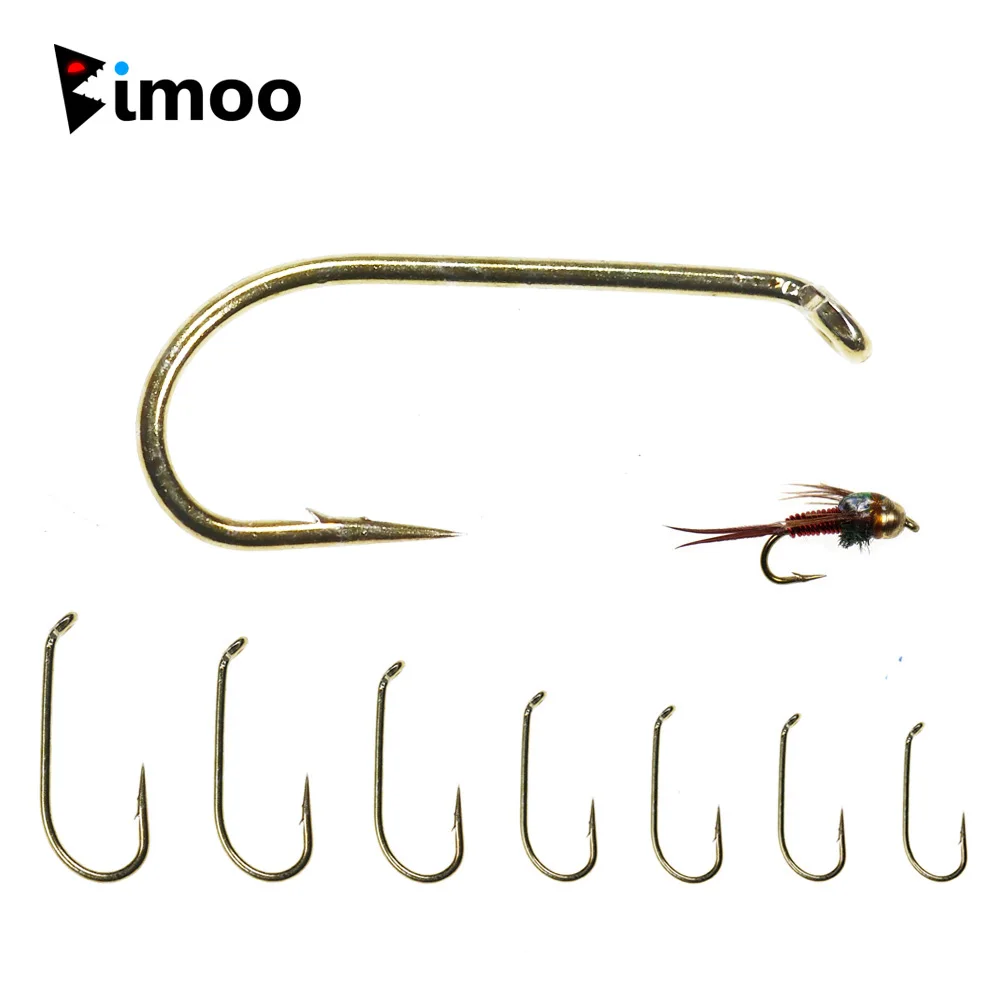 50 Stück # 8 - # 20 2X lange Angelhaken aus Kohlenstoffstahl mit Widerhaken für Trockenfliegen, Nassfliegen, Nymphen, Scuds, Caddis, Streamer – Fliegenbindehaken – Detail 1