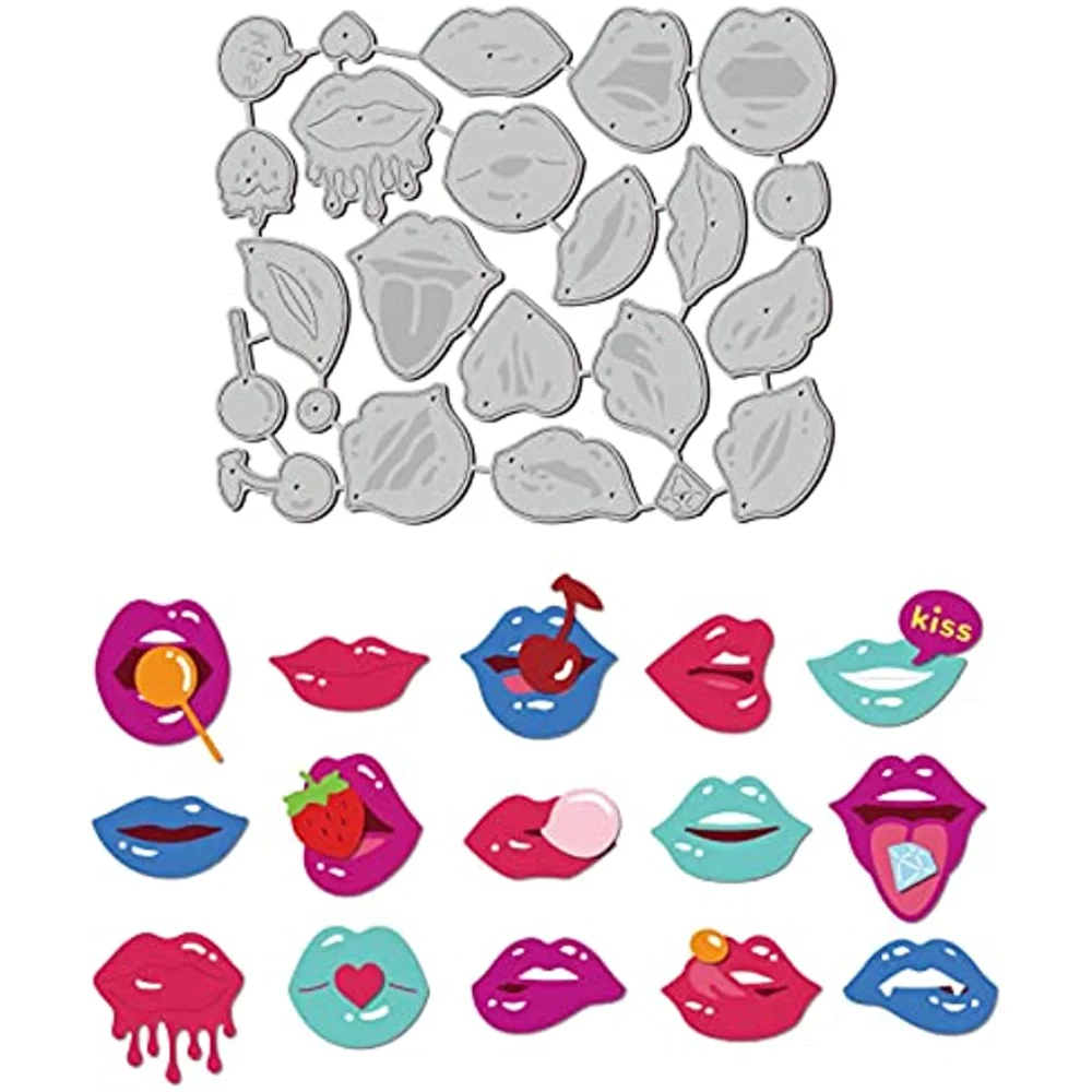 1Set Lips Mouth Tongue Cutting Die Metal Foods Candy Die Cuts Embossing Stencils Template for Paper Card Making Decoration Craft