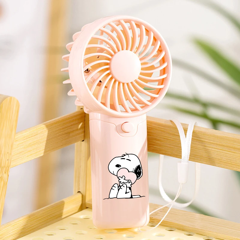 Snoopy summer Portable Hand-held Fan Cartoon Pattern Creative Pocket Small Fan Lightweight Adjustable Cute Handheld Mini Fan