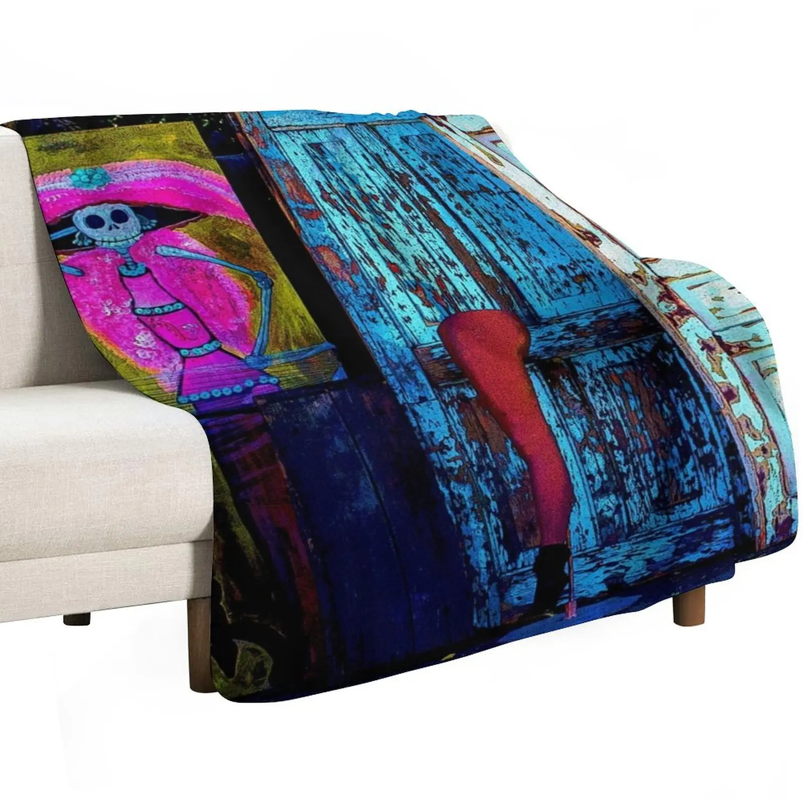 Three Doors and a Leg in Old Mesilla, N.M. Throw Blanket cosplay anime Weighted Plaid on the sofa Plaid Decorative Beds Blankets