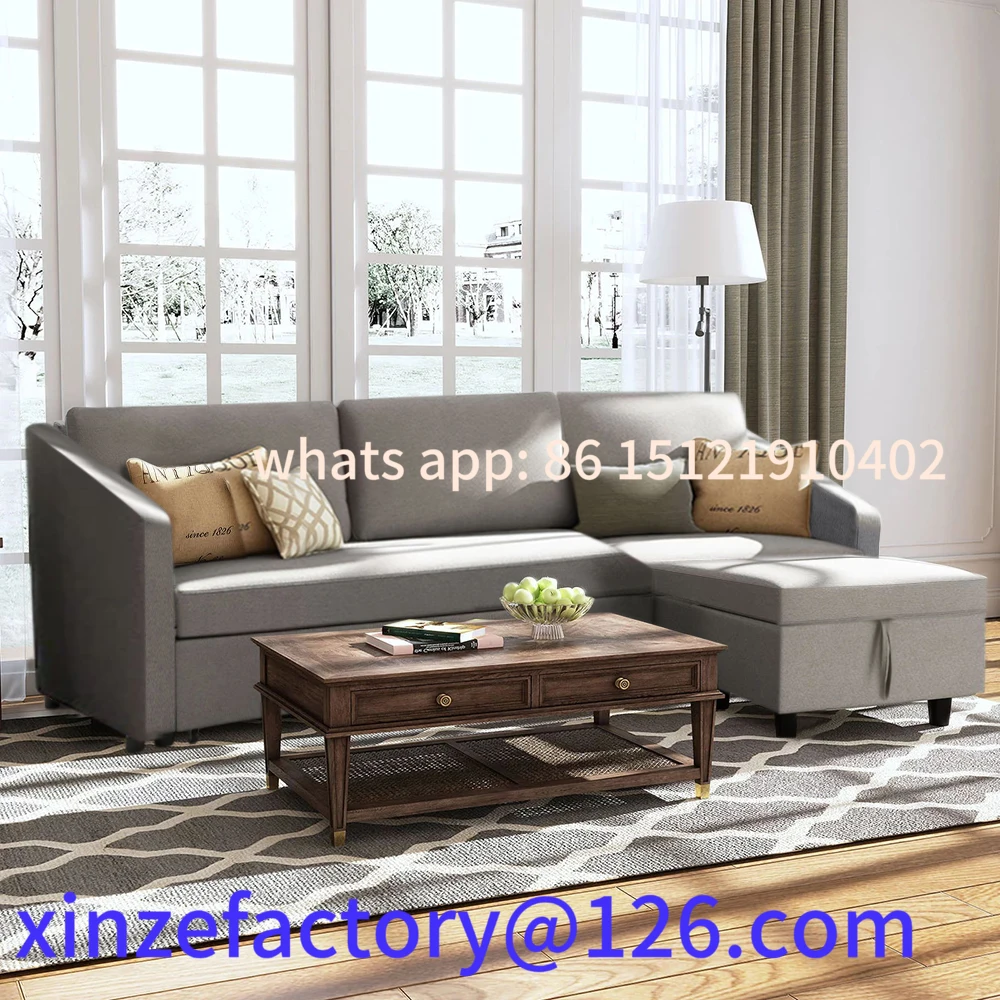

Customizable Dark Grey Corner Sofa Bed 3 Seater Sofa with Storage