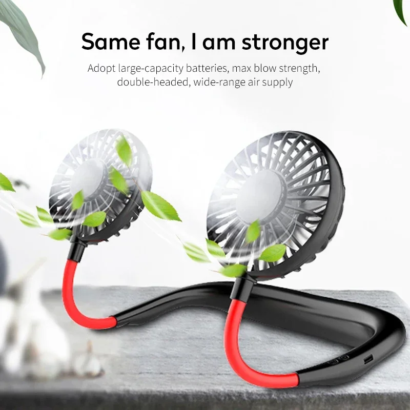 

Neck Fans Portable Hanging Air Conditioner USB Rechargeable Leafless Mini Air Cooling Fan Wearable Neckband Fa