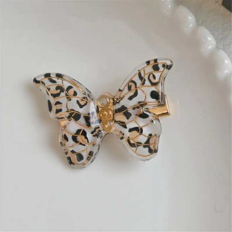 652F مشبك شعر على شكل فراشة الفهود مشبك شعر نسائي أنيق مشابك شعر أنيقة للحفلات والنزهات غير الرسمية