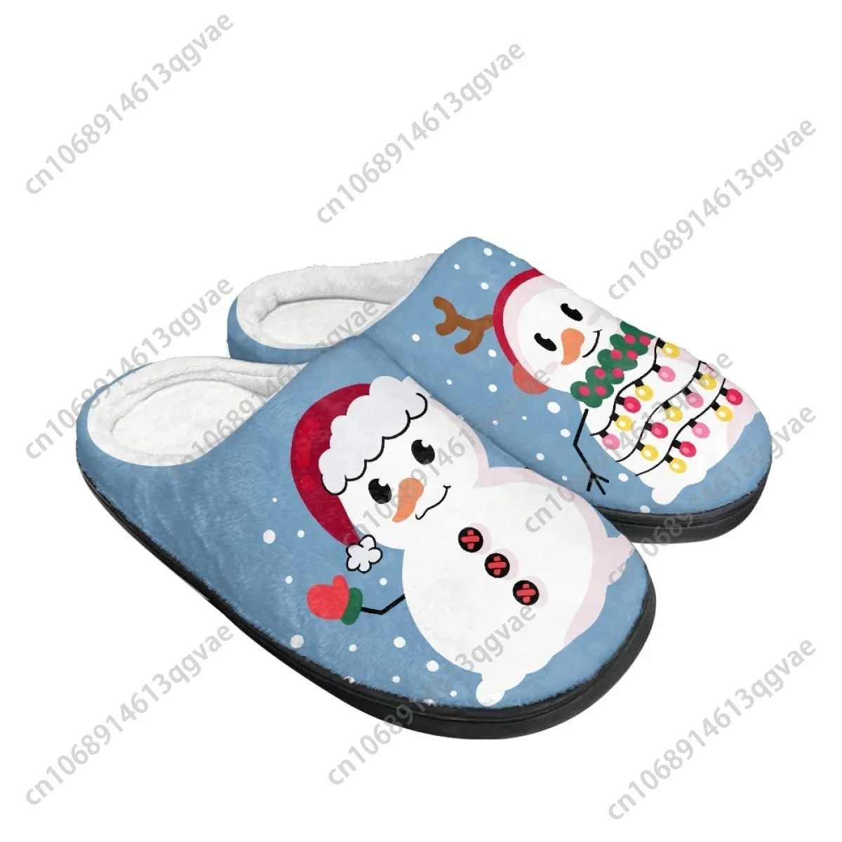 Nuevas llegadas de Navidad chimenea muñeco de nieve Romance casa zapatillas de algodón hombres mujeres adolescente dormitorio de felpa mantener caliente zapatilla personalizada