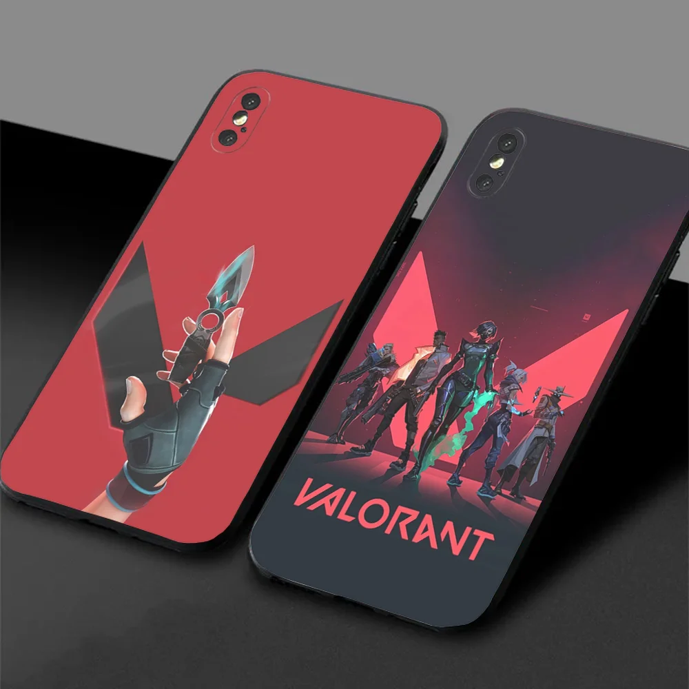 

V-Valorant Game Phone Case For Samsung S24,23,22,30,21,10,9,Ultra,Plus,Lite,FE,5G Black Soft Case