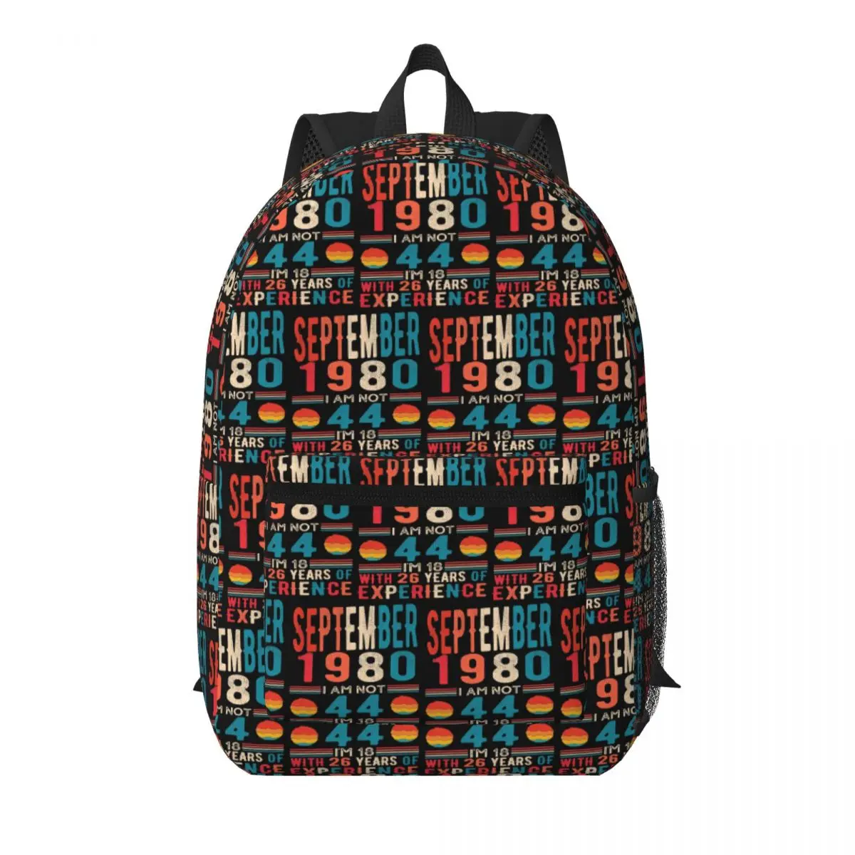 September 1980 I Am Not 44 I'm 18 With 26 Years Of Experience Backpack School Bag Hiking Travel Daypack Bookbag Shoulder Bags