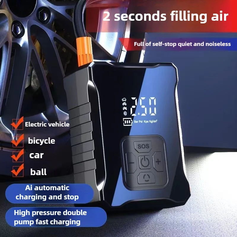 

7.4V Air Compressor Portable Car Air Pump Digital Wireless Car Tyre Inflator 150PSI Tire Air Injector For Bicycle Tire Fill Pump
