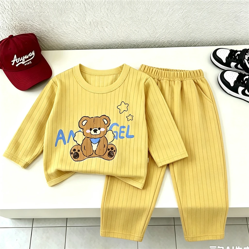 Summer Baby Home Clothing 1-4Years Old Child Lovely Full Print Underwear Two Piece Set Thin Soft Loose Half Sleeve Outfits